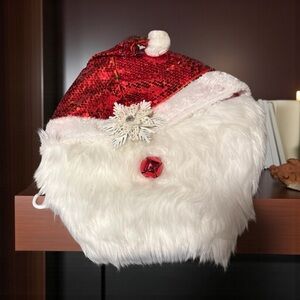 Gnome Wreath Festive Red Santa Hat with White Fur Trim